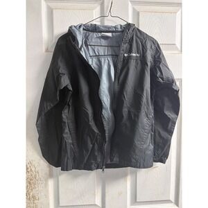 Columbia Boys Black Lightweight Hooded Windbreaker Jacket Size Medium 10-12
